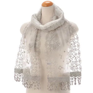 ผ้าคลุมไหล่ลูกไม้ลายกุหลาบเพ้นท์มือ น้ำหนักเบา สำหรับผู้หญิง ผ้าฝ้ายผสมไนลอน ระบายอากาศได้ดี ใช้ได้ทุกฤดู - Product Image 1