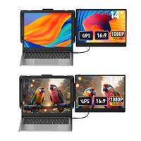 Moniteur portable très vendu pour ordinateur portable, alimenté par USB-C, double écran, extension d'écran d'ordinateur portable de 14 pouces