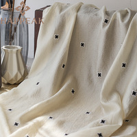Tissu en voile de kapok HAPPEAK, petit motif floral brodé, toucher papier, tissu transparent pour robe femme