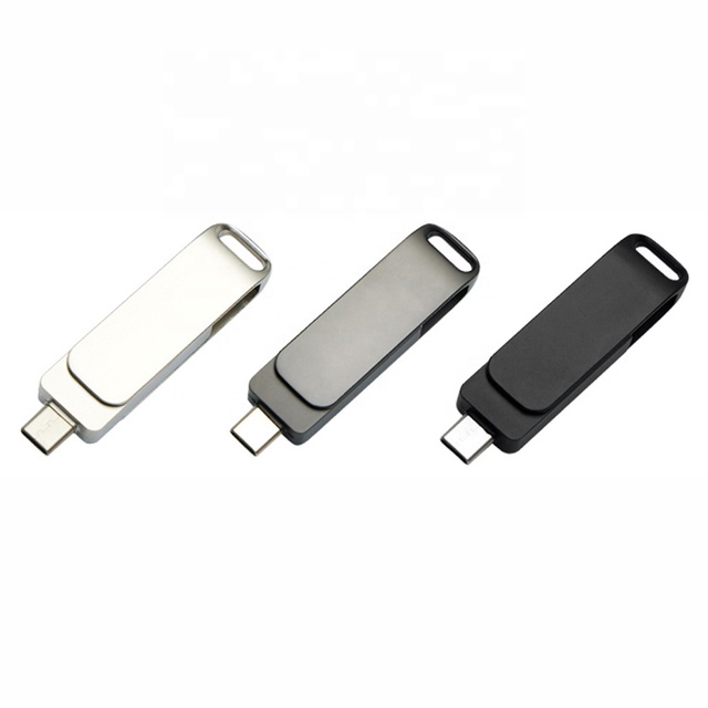 Wholesale Rotating Metal Solid State Flash Drive Dual USB a & Type C 32GB 128GB 256GB USB3.0 for Computer & Android Smartphones