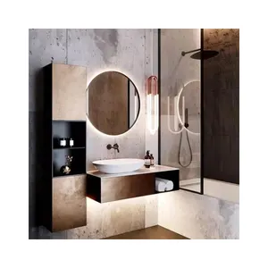 新款现代风格LED镜子玻璃浴室柜带轻型盥洗室家具