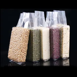 Saco plástico transparente para preservação de grãos de arroz de qualidade alimentar, saco de arroz a vácuo
