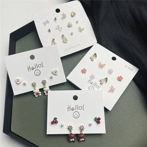 Pendientes de estilo coreano para mujer, joyería de cerámica con forma de corazón y cerezas - Product Image 3