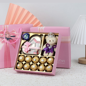 Vente en gros Boîte-cadeau Anniversaire Saint Valentin Boîte d'emballage en carton pour chocolat avec inserts et nœud - Product Image 3
