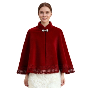 Women Elegant Faux Fur Cardigan <b>Shawl</b> Tassel Trim Sleeve Capelet Rhinestones Pearls Cloak for <b>Wedding</b> Party Outwear - Product Image 4
