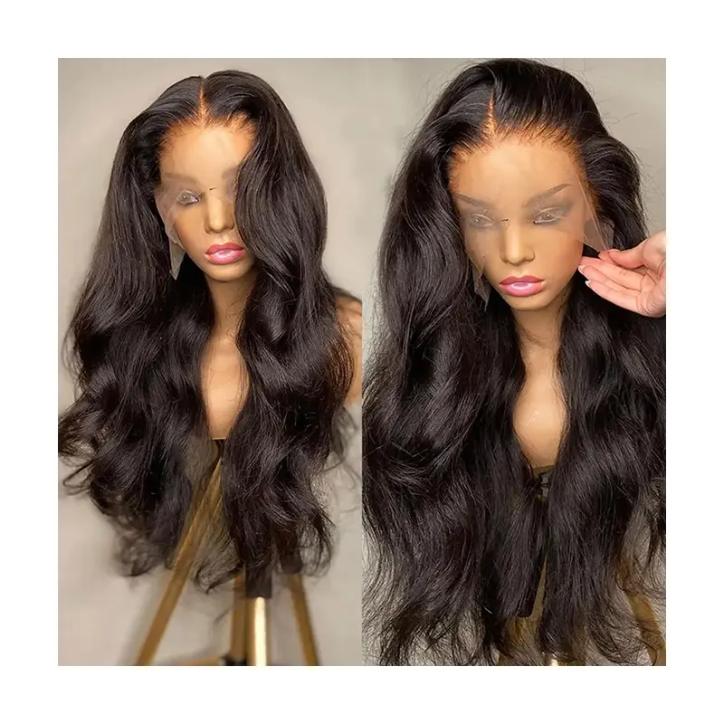 Wig renda depan rambut manusia alami tanpa lem 13*4 rambut mentah Brasil gelombang tubuh sebelum dipotong Hd renda wig Frontal untuk WANITA HITAM