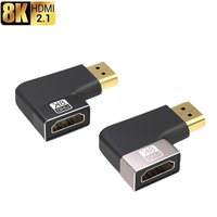 Adaptateur d'extension HDMI 2.1 8K mâle vers femelle à 90/270 degrés, en aluminium, pour Micro Mini HDMI