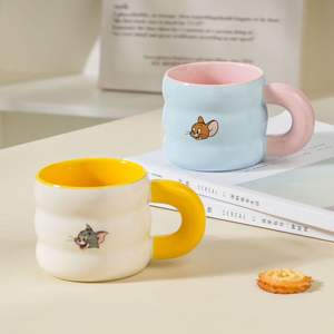 Mug en verre borosilicate à double paroi avec cuillère, motif <span class=keywords><strong>chat</strong></span> et souris, aimanté, pour enfants et usage au bureau - Product Image 3