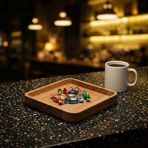 Assiette à dessert en bois d'acacia massif de qualité supérieure - <span class=keywords><strong>Plateau</strong></span> de service moderne et luxueux pour les fêtes, idéal pour les collations, les fruits, les fromages, les charcuteries et la restauration - Product Image 5
