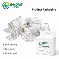 CAT6A UTP RJ45 Modular Plug 8P8C Konektor Kristal Berlapis Emas Dua Bagian untuk Kabel Jaringan Ethernet 10Gigabit