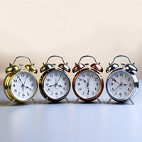 Jam Alarm Elektronik Logam Bundar Bergaya Kuno Vintage Berbentuk Tapal Kuda, Lampu Malam Kreatif Retro, Quartz Sederhana