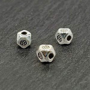 Alloy Square Beads Tibetan Silver Plated Mini Loose Beads For Jewelry Making <b>Small</b> Size Scattered Beads With Meander Pattern - Product Image 1