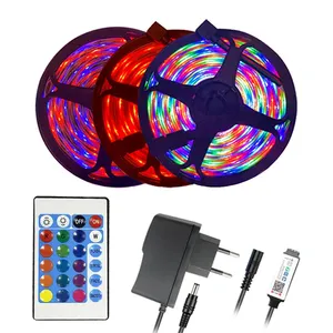 2835 54leds 60leds RGB SMD Flexível 24 Tecla Remoto 12V Poder IP65 À Prova D' Água Led Room Fita Luz Faixa 5M 10M 16 Milhões de Cores