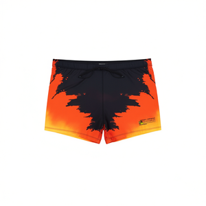Costume da bagno da donna HDJ, pantaloncini arancioni e neri con stampa fiamma, vita alta, asciugatura rapida, taglie M L XL XXL, per l'estate e la spiaggia - Product Image 1