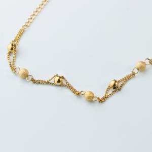 Factory Bulk Double Strand Gold <b>Bead</b> Women's Bracelet 304/316L Stainless Steel Matte Ball Chain Waterproof Trendy Wholesale Gift - Product Image 2