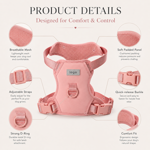 Ming Jia <strong>Pink</strong> Reflective Dog <strong>Harness</strong> No Pull Soft Mesh Pet Vest Safety Walking <strong>Harness</strong> - Product Image 2