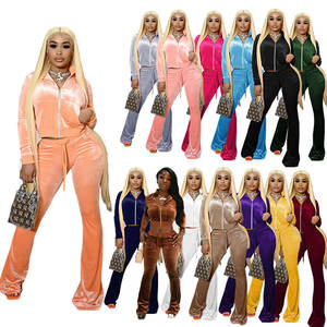 Ensemble <span class=keywords><strong>Velours</strong></span> Deux Pièces Personnalisé Automne Hiver 2024 : Survêtement Capuche et <span class=keywords><strong>Pantalon</strong></span> Droit pour Femme - Product Image 2