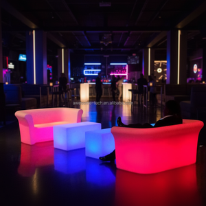 Divano LED Luminoso Durevole e Confortevole con Cuscini e Set di Mobili da Esterno per Lounge <span class=keywords><strong>VIP</strong></span> - Product Image 3