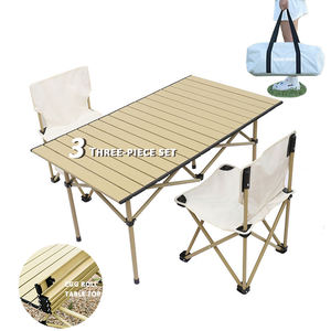 Conjunto de Mesa y Sillas Plegables de Metal de Tres Piezas para Acampar al Aire Libre, <span class=keywords><strong>Playa</strong></span>, Gimnasio y Salidas Familiares - Product Image 2