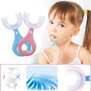 2023 बच्चों टूथब्रश यू आकार बच्चों के टूथब्रश नरम सिलिकॉन बच्चों दांत मौखिक सफाई टूथब्रश स्वास्थ्य 360 सफाई मुंह