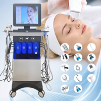Appareil de soin du visage 14 en 1 avec jet d'oxygène, peeling au diamant, nettoyage en profondeur, microdermabrasion, hydrodermabrasion