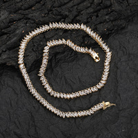 Chaîne tennis œil de cheval 2,5 * 5 mm, collier chaîne simple rangée pour homme style hip-hop.