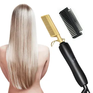 Salón profesional plancha de pelo caliente cepillo de pelo planchas saludables peinar el cabello