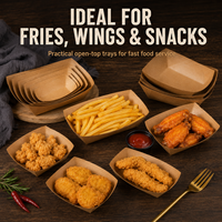 Barquettes jetables en papier kraft à fentes pour frites, poulet frit, snacks et plats à emporter