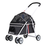 Système de transport extérieur de luxe à 4 roues pour grands animaux, remorque pliable en tissu Oxford, chariot de transport pour animaux, poussette pour l'extérieur