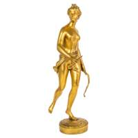 Vente flash Sculpture de jardin classique en bronze Statue de la déesse grecque Diana chasseuse grandeur nature en bronze