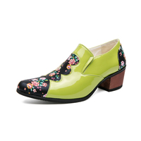Chaussures de mariage pour homme, mocassins en cuir pleine fleur rehaussants la taille, à enfiler, talon haut, collection printemps