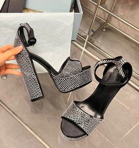 Sandalias de Plataforma con Tacón Alto y Punta Abierta, Decoradas con Pedrería, Diseño de Lujo, de Cáñamo, para Mujer, Verano - Product Image 1