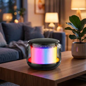 Wireless for V5.0 Portable <b>Speaker</b> with RGB <b>LED</b> Light Glass Cabinet Rechargeable Battery 5-10W Output for Home Theatre Use - Product Image 6