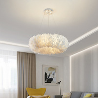 PM nordique luxe plume d'oie lustre décoration moderne circulaire LED suspension lampe salon salle à manger chambre ronde plafonnier
