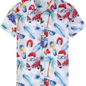 Camisa Hawaiana para Hombre, con Bolsillo, Estilo Vintage, sin Mangas, con Botones, Camisa de Playa con Estampado Floral Tropical, 100% Poliéster, Secado Rápido, Protección UV - Product Image 4