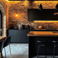 Ensemble complet d'armoires de cuisine en acier inoxydable antirouille à la mode italienne Décor européen de style industriel de Chine