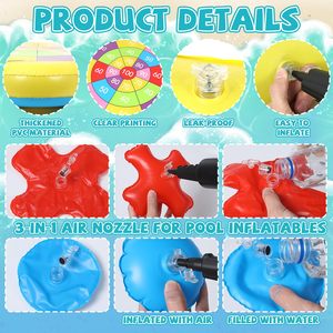 Oferta Especial: Juego de Piscina Inflable 2 en 1, Gigante Tic Tac Toe con Bolsas de Frijoles, Juguete Acuático Flotante de Doble Cara, Plegable para Verano - Product Image 3