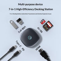 Station d'accueil magnétique 7-en-1 personnalisée avec prise Type-C, prise en charge USB 3.0, lecteur de carte SD, extension USB, transfert de données en un clic