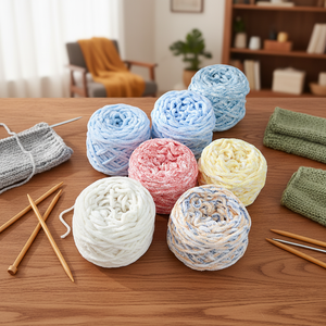 Fil de polyester doux et coloré, mélange de fibres, <span class=keywords><strong>pour</strong></span> tricot DIY, écharpes, chaussons <span class=keywords><strong>au</strong></span> <span class=keywords><strong>crochet</strong></span>, sacs en matériaux tissés à la main, Jiangsu - Product Image 5