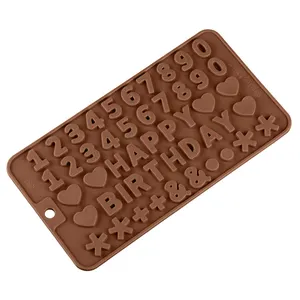 Çoklu delik İngilizce alfabe ve sayı şekli silikon kek kalıpları % 100% Food Grade çikolata silikon kalıp
