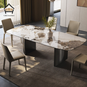 <span class=keywords><strong>Table</strong></span> à manger en pierre frittée de style nordique moderne de luxe, plateau en marbre, tables rectangulaires et rondes haut de gamme pour la maison, meubles de restaurant - Product Image 1