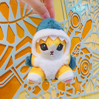 Porte-clés en peluche Mofusand, style dessin animé mignon, raton laveur, écureuil, panda, avec doublure en maille et tissu en coton lavé, rembourrage en coton PP anti-stress