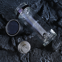 Bouteille à thé portable en verre borosilicate avec filtre en acier inoxydable, couvercle anti-fuite, infuseur à thé, tasse pour les voyages et le bureau