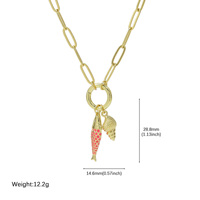Collar con Colgante de Latón de la Serie Océano, Chapado en Oro de 18K, con Dije de Concha y Perla, Gargantilla para Mujer