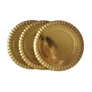 Gold Paper Plate Thickened PET Coated Groovy Party Plates Cake Paper Plate