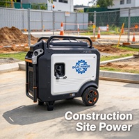 2kW Leiser Benzin-Generator Tragbar 24V DC Luftgekühlt mit Autostart und Fernstart 480V 50Hz für Outdoor-Stromversorgung, Wohnmobile, Boote und Mobile Werkstätten