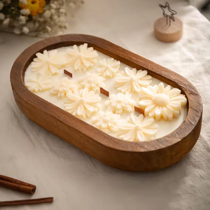 FORHER Großhandel Ovale Holz-Teigschüsseln Rustikales Tablett Handgeschnitzte Große Teigschüssel Kerzenhalter Lange Holz-Kerzenhalter zur Dekoration - Product Image 5