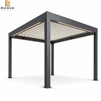 Pergola autoportante en aluminium 5x5m avec interface pour chauffage et éclairage LED, idéale pour terrasse de spa en montagne, espace de repos chauffé RK-S1