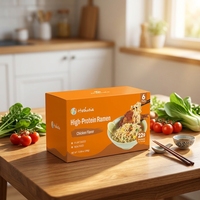 Nouilles instantanées au poulet Clean Label, riches en protéines, 22g, non frites, faibles en gras, sans OGM, à base de plantes, sachet de 66g, alimentation rapide et saine
