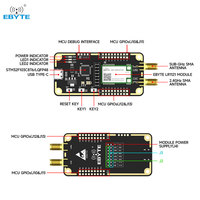 Para ODM E80-900MBL-01 915Mhz USB LR1121 Sub-GHz 2.4GHz Módulo Inalámbrico LoRa de Banda S Satelital Placa de Desarrollo Antena SMA-K